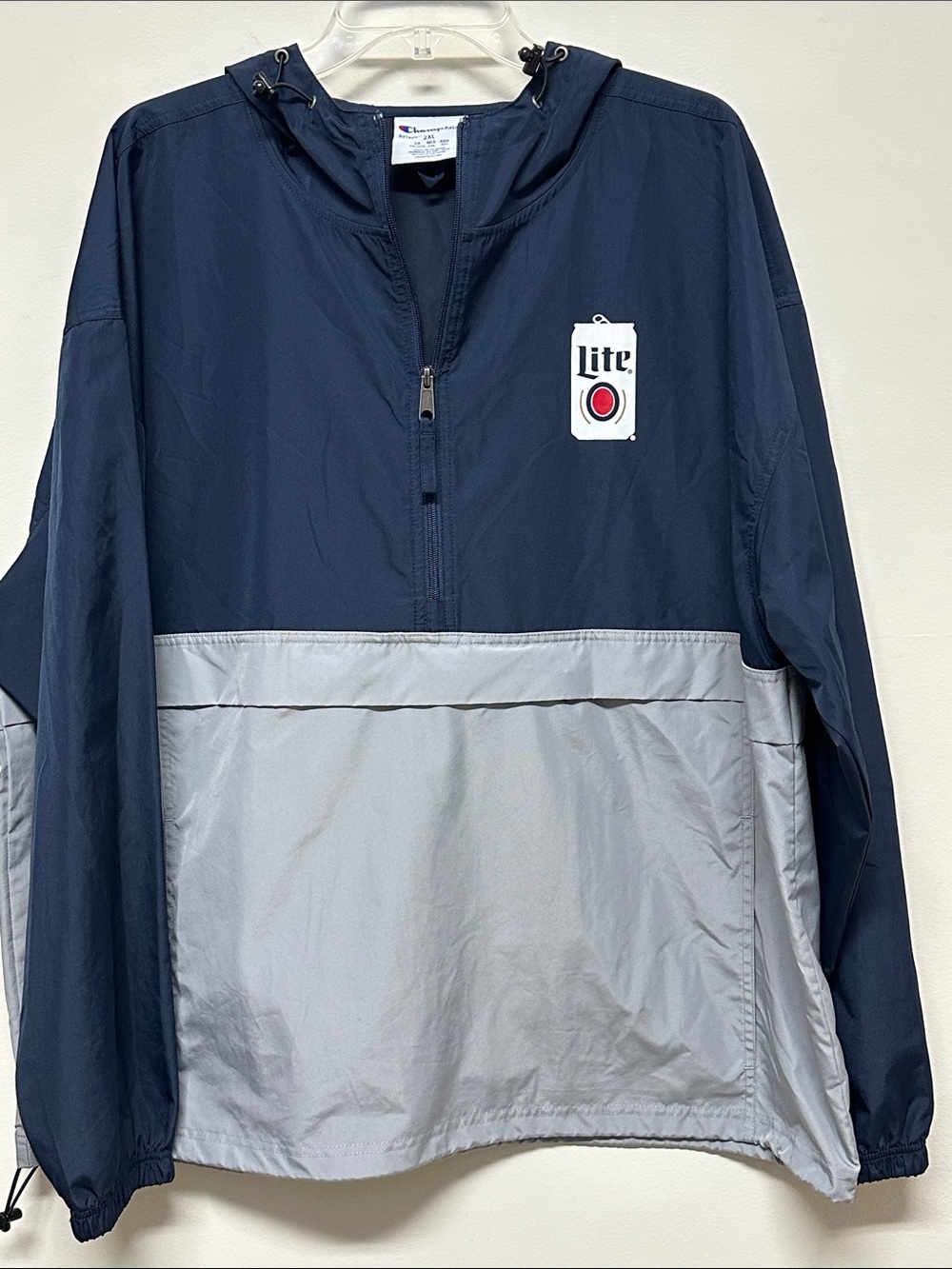 New Champion Miller “Lite” Navy & Gray Men’s Quarter Zip Windbreaker Jacket 2XL
